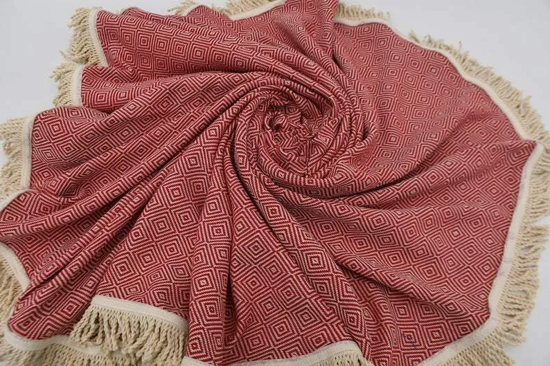 Red 100% Cotton Round Beach Towel