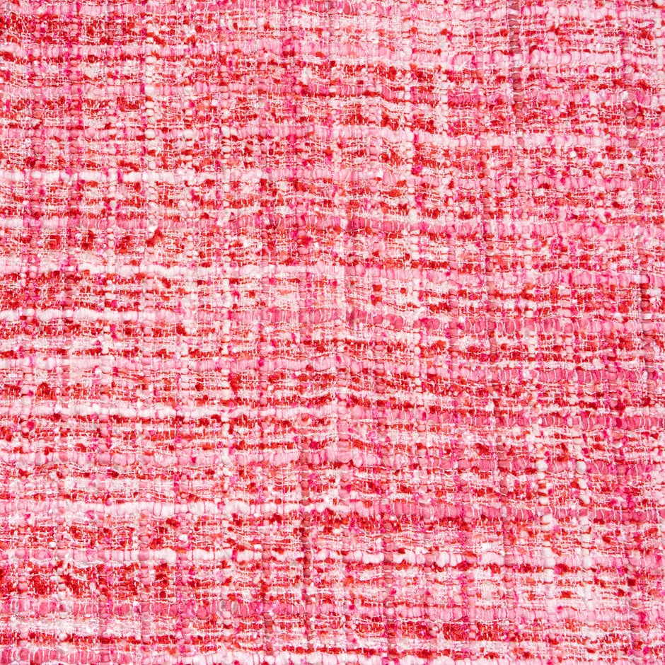 Red, Pink & White Woven Microfibre Bouclé