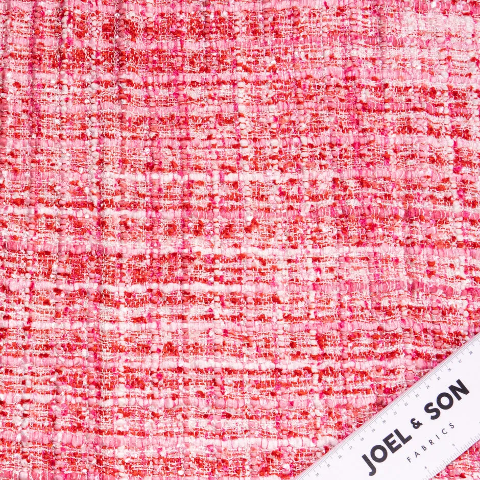 Red, Pink & White Woven Microfibre Bouclé