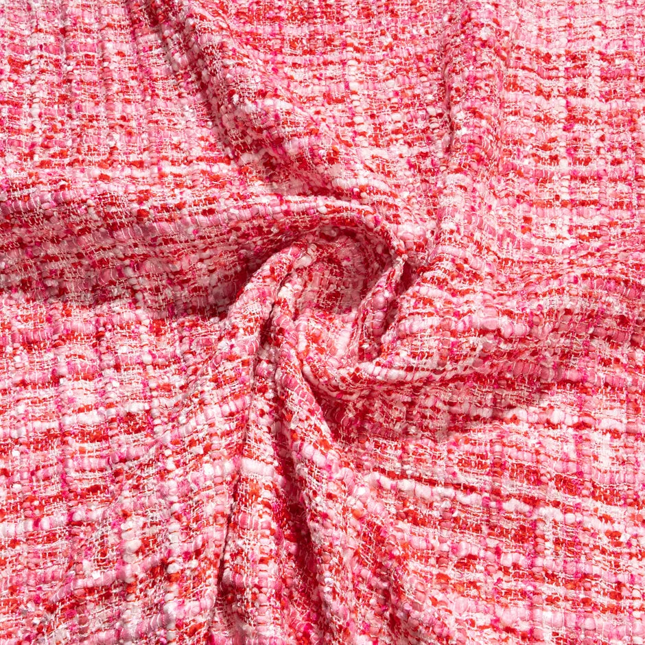 Red, Pink & White Woven Microfibre Bouclé