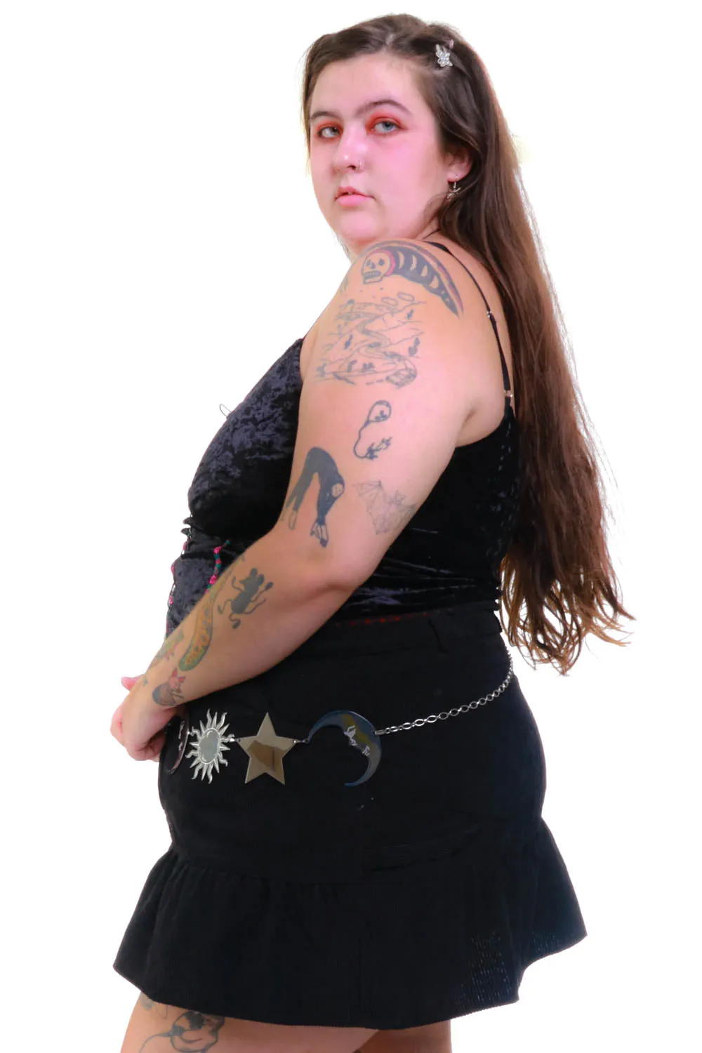 Ria Black Velvet Lace-Up Top