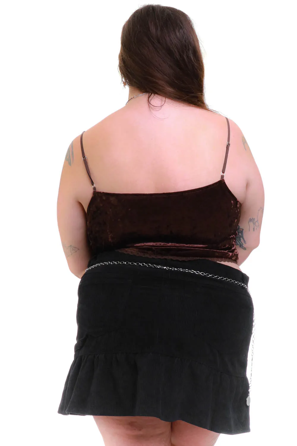 Ria Chocolate Velvet Lace-Up Top