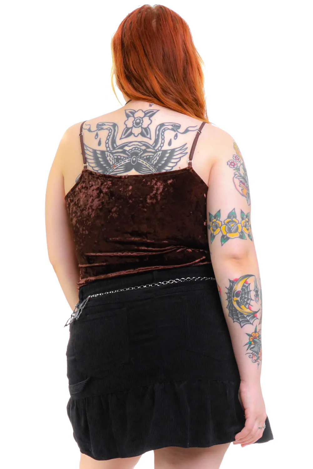 Ria Chocolate Velvet Lace-Up Top