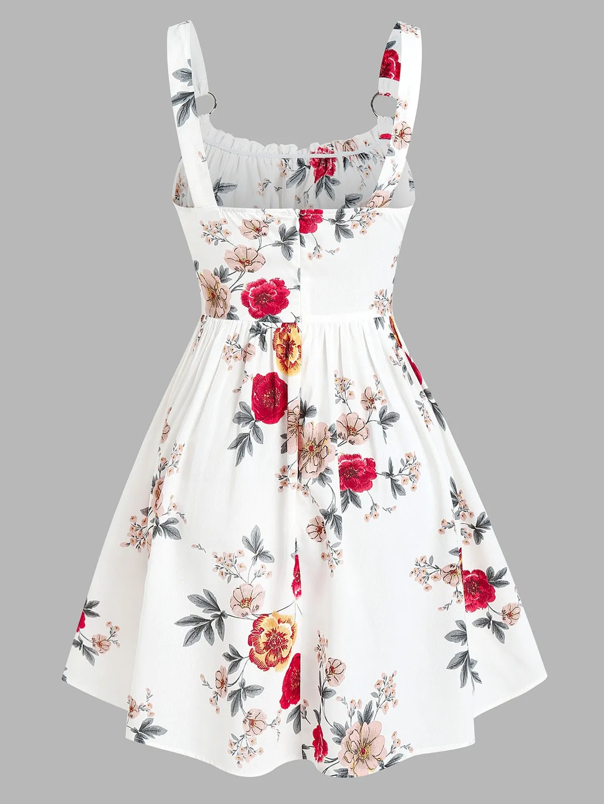 Ruched Bust Side Lace Up Flower Dress | Casual Floral Dress