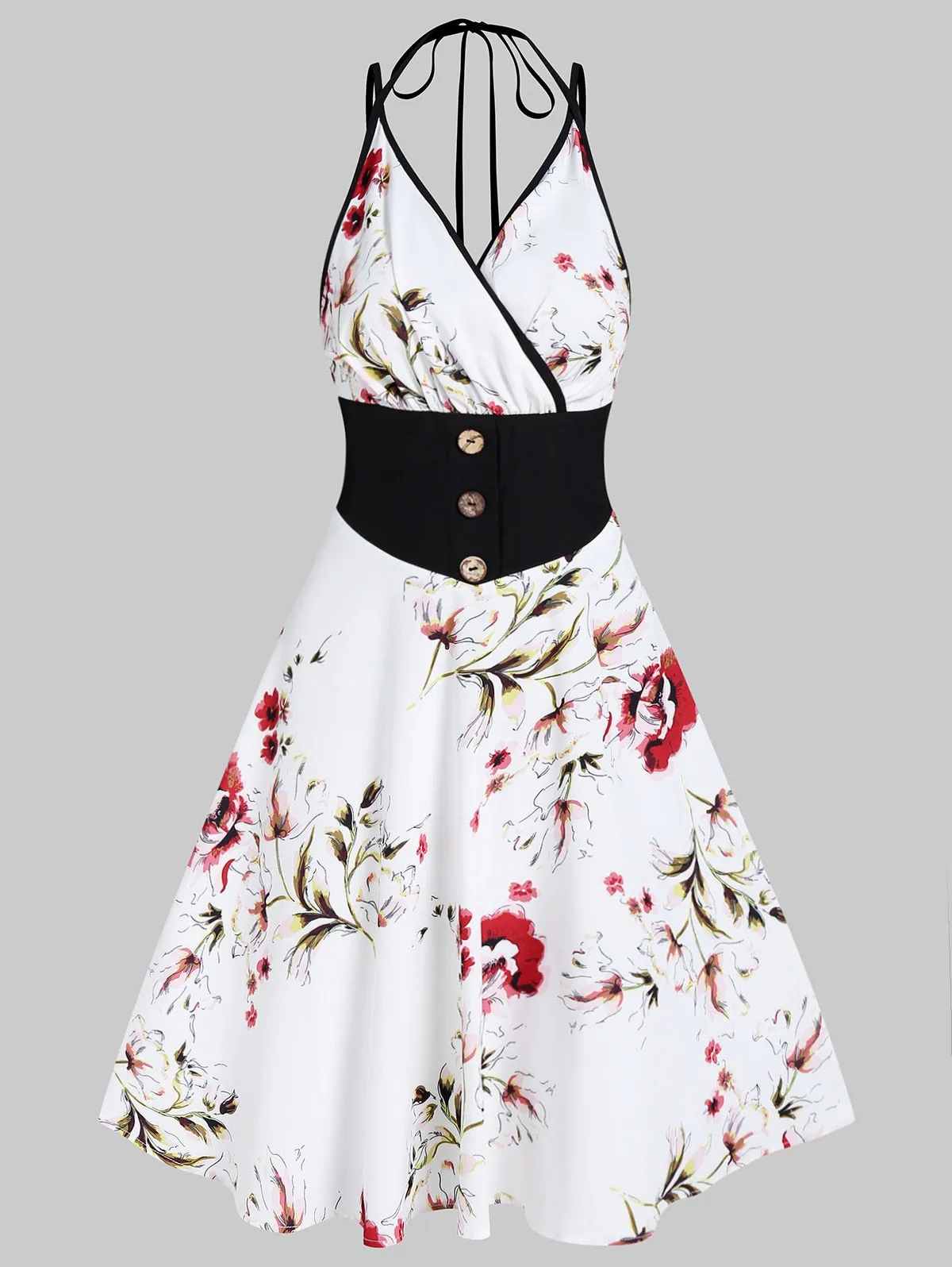 Ruched Bust Side Lace Up Flower Dress | Casual Floral Dress