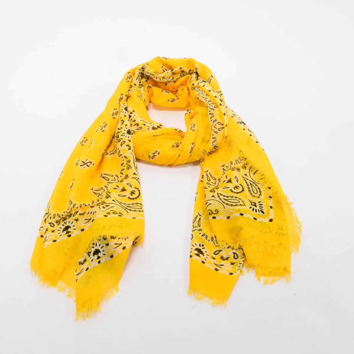 Saint Laurent Yellow Paisley Grand Bandana Shawl