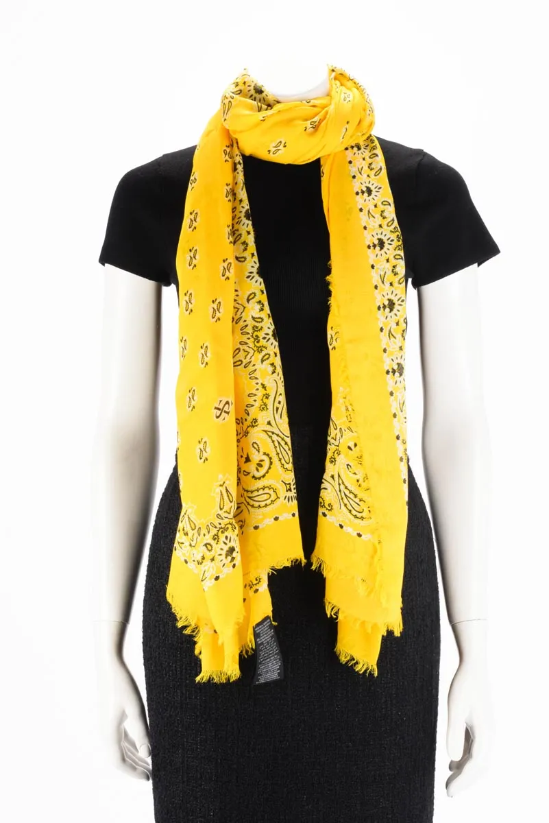 Saint Laurent Yellow Paisley Grand Bandana Shawl