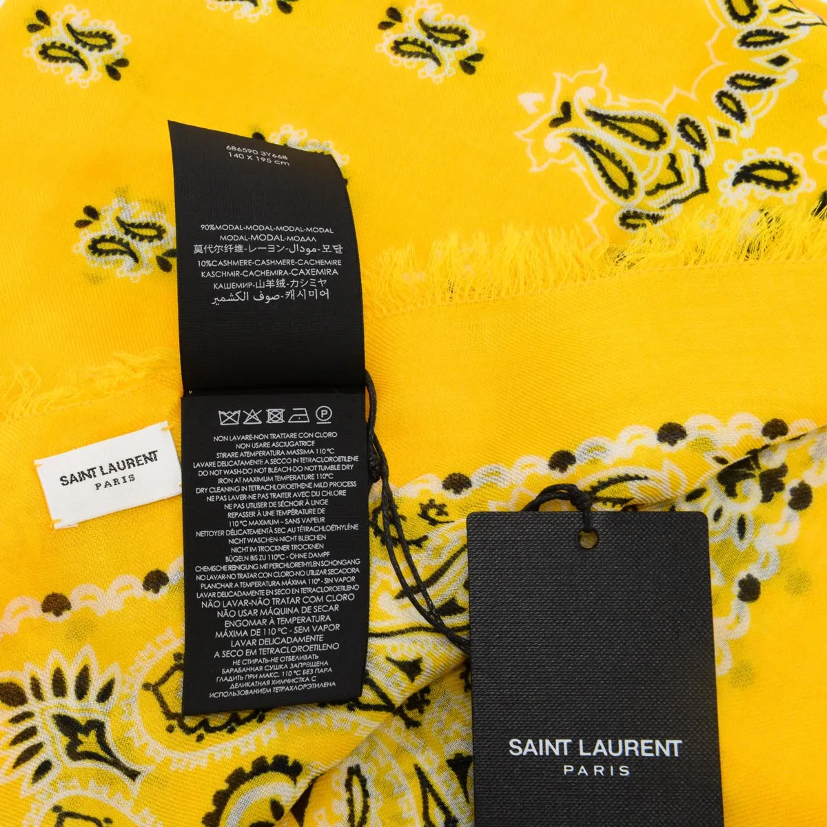 Saint Laurent Yellow Paisley Grand Bandana Shawl