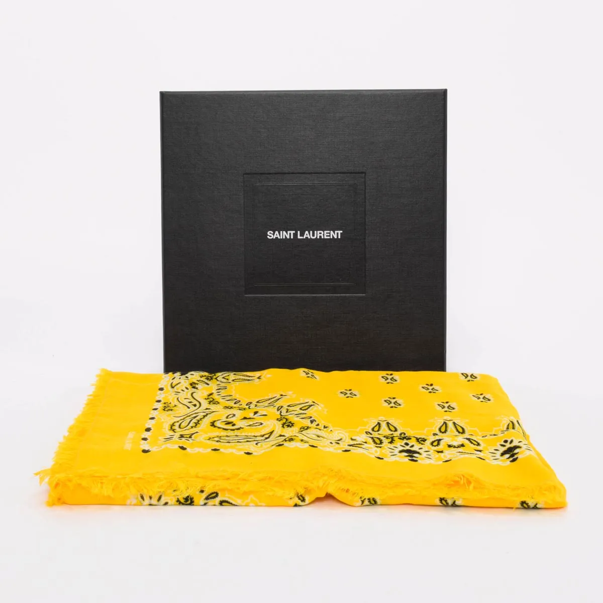 Saint Laurent Yellow Paisley Grand Bandana Shawl