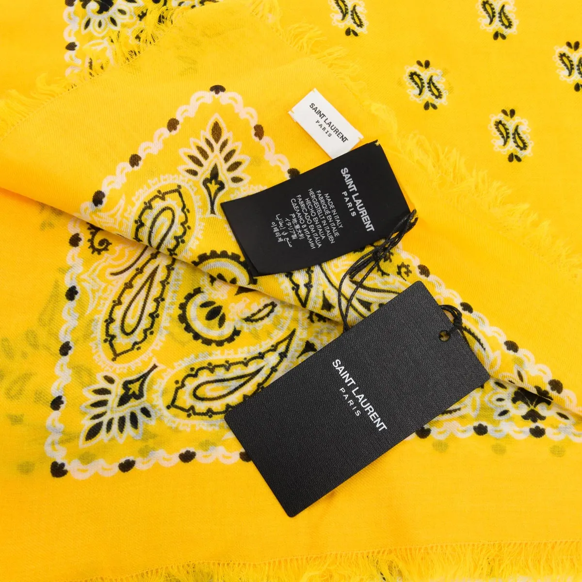 Saint Laurent Yellow Paisley Grand Bandana Shawl