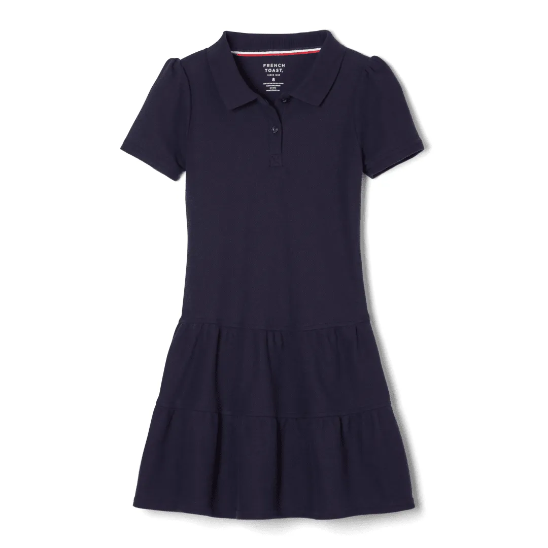 Short Sleeve Ruffle Piqué Polo Dress