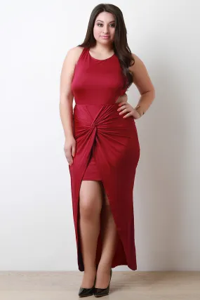 Side Cutout Knotted Twist Maxi Dress