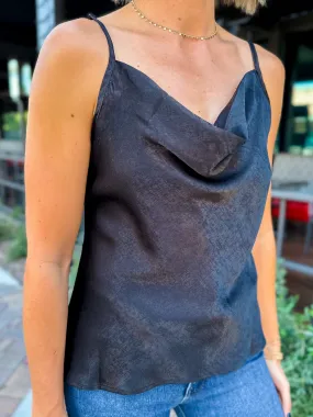 Silky Black Cowl Camisole