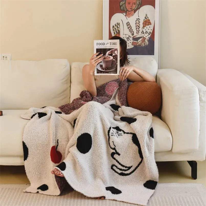 SINOTAO  -  Double-Sided Fleece Sofa Blanket, Casual Multifunctional Blanket, Bed End Cover, Soft Shawl, Modern Simple Flower