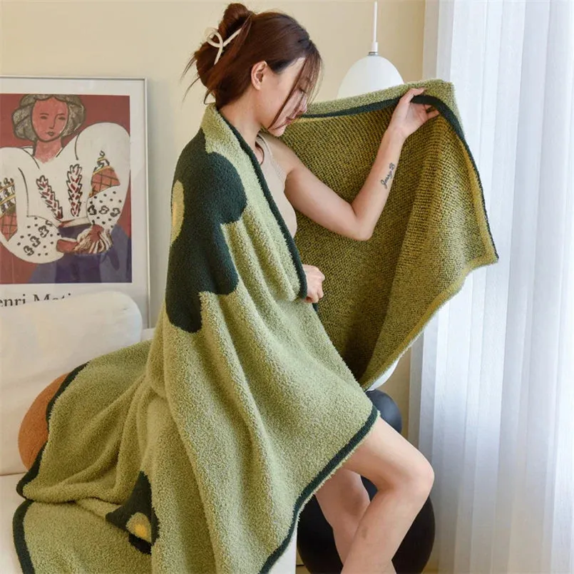 SINOTAO  -  Double-Sided Fleece Sofa Blanket, Casual Multifunctional Blanket, Bed End Cover, Soft Shawl, Modern Simple Flower