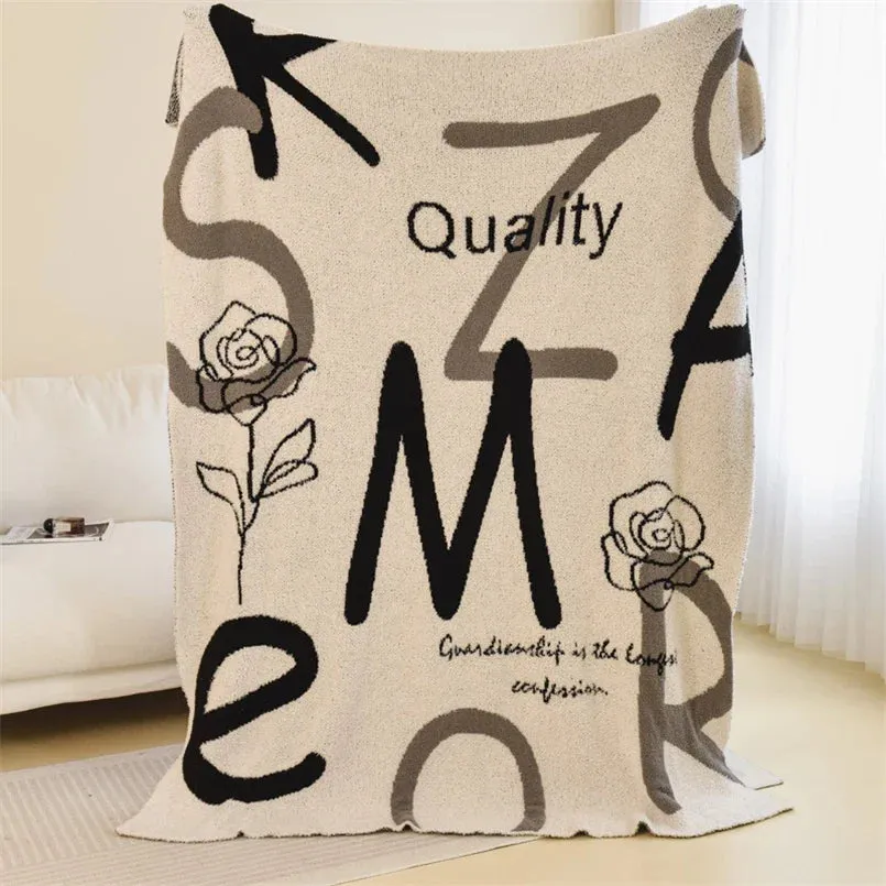 SINOTAO  -  Double-Sided Fleece Sofa Blanket, Casual Multifunctional Blanket, Bed End Cover, Soft Shawl, Modern Simple Flower