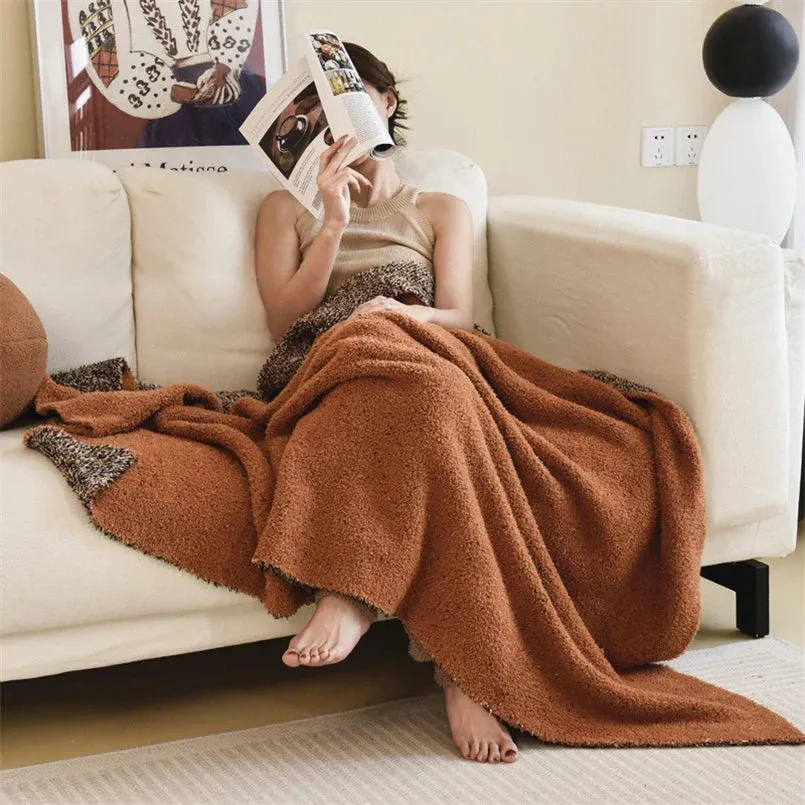SINOTAO  -  Double-Sided Fleece Sofa Blanket, Casual Multifunctional Blanket, Bed End Cover, Soft Shawl, Modern Simple Flower