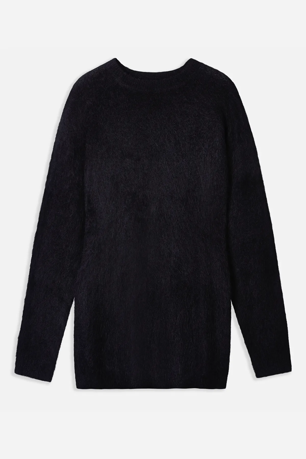 Soft Brushed Crew Neck Jumper Dress - Black