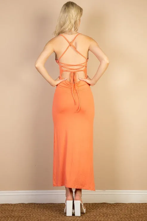 Solid Cami Maxi Slit Dess