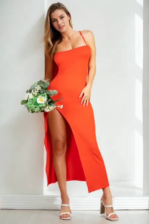 Solid Cami Maxi Slit Dess