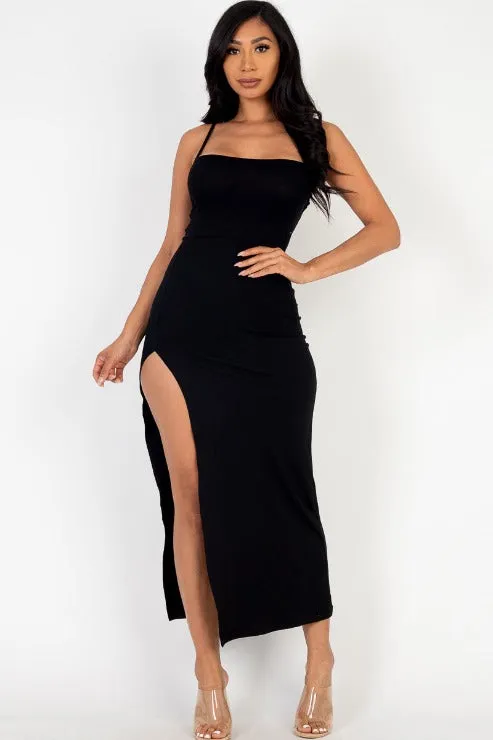 Solid Cami Maxi Slit Dess