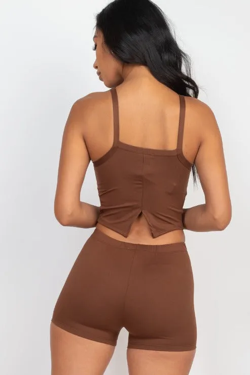 Split Back Cami Top & Shorts Set