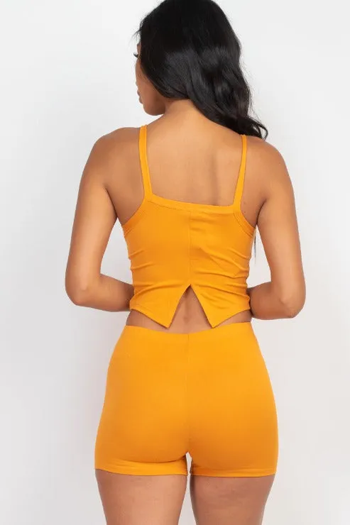 Split Back Cami Top & Shorts Set