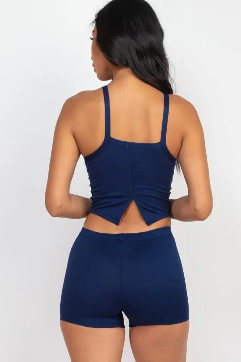 Split Back Cami Top & Shorts Set