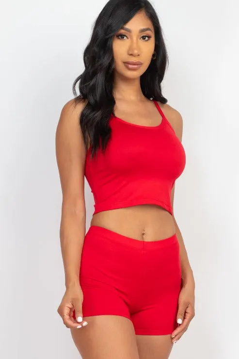 Split Back Cami Top & Shorts Set