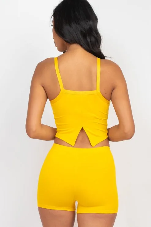 Split Back Cami Top & Shorts Set