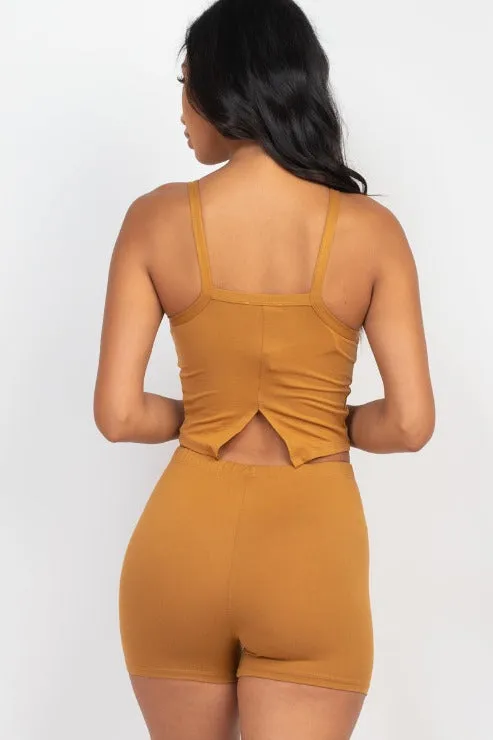 Split Back Cami Top & Shorts Set