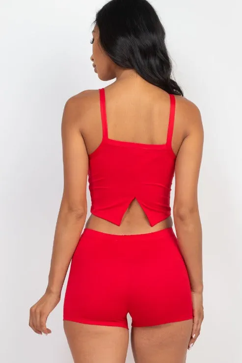 Split Back Cami Top & Shorts Set