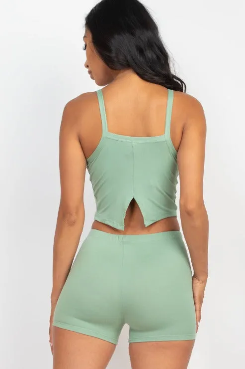 Split Back Cami Top & Shorts Set