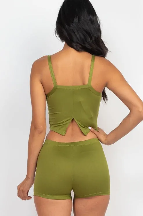 Split Back Cami Top & Shorts Set