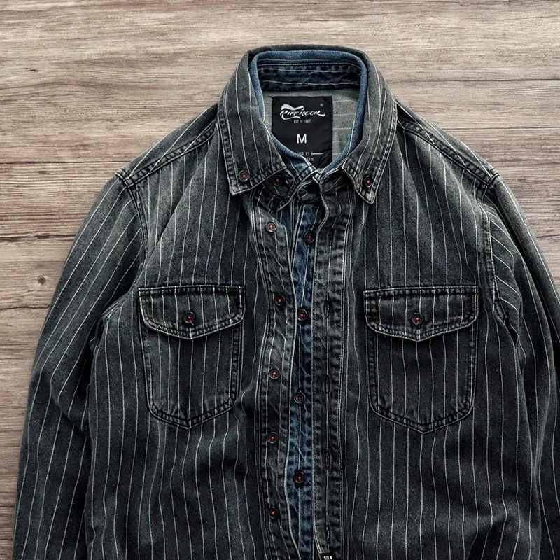 Stripe Pattern Cotton Long Sleeve Shirt