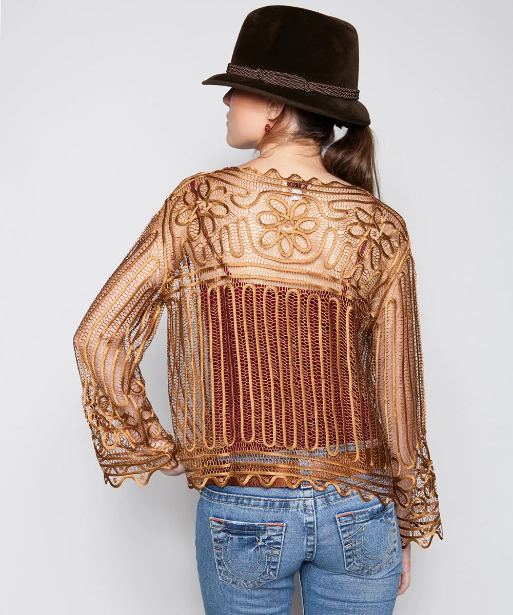 THE PAULETTE CROCHET TOP IN BRONZE