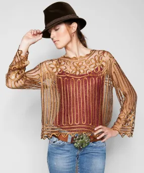 THE PAULETTE CROCHET TOP IN BRONZE
