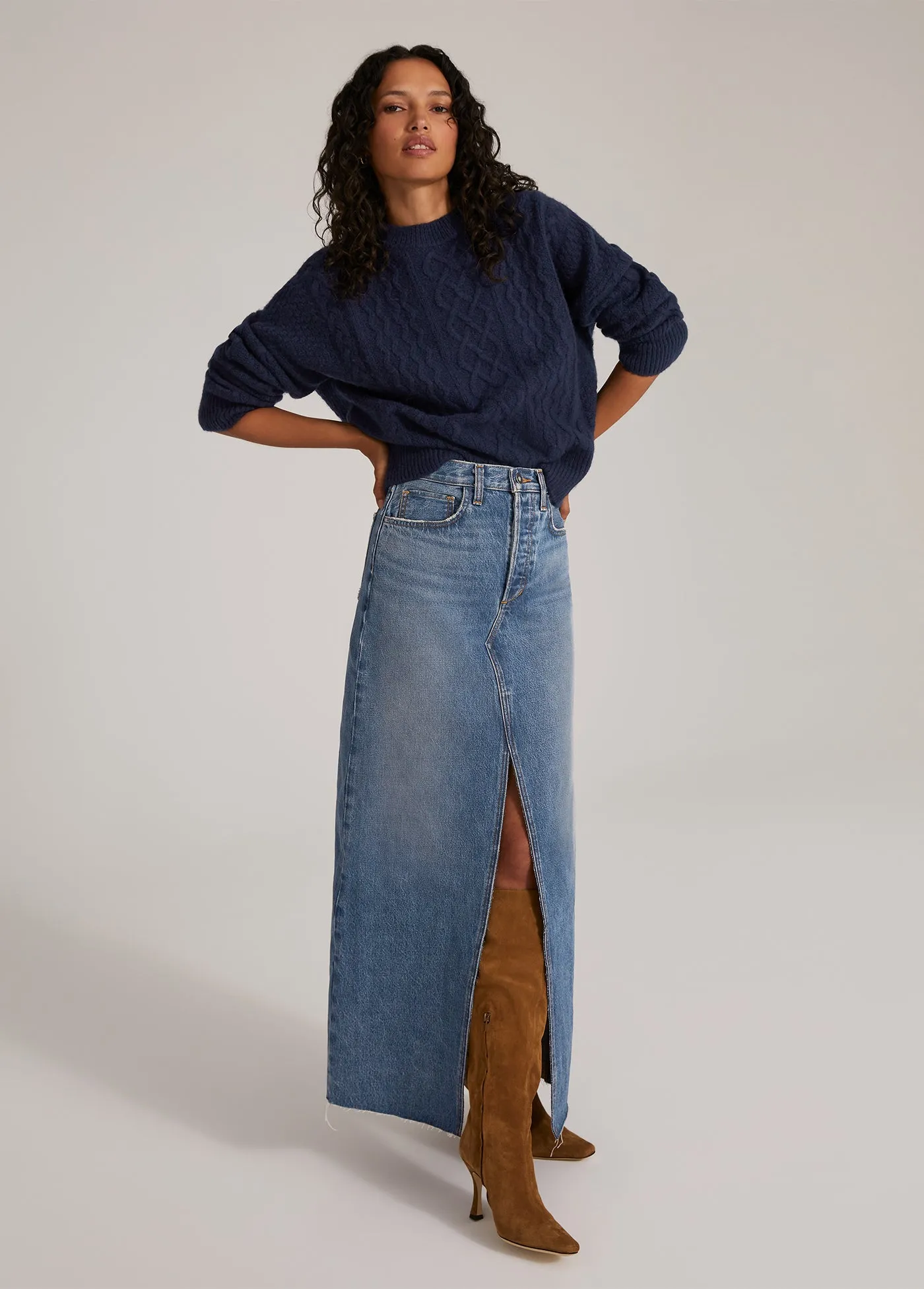 THE SADIE HIGH RISE MAXI A-LINE SKIRT