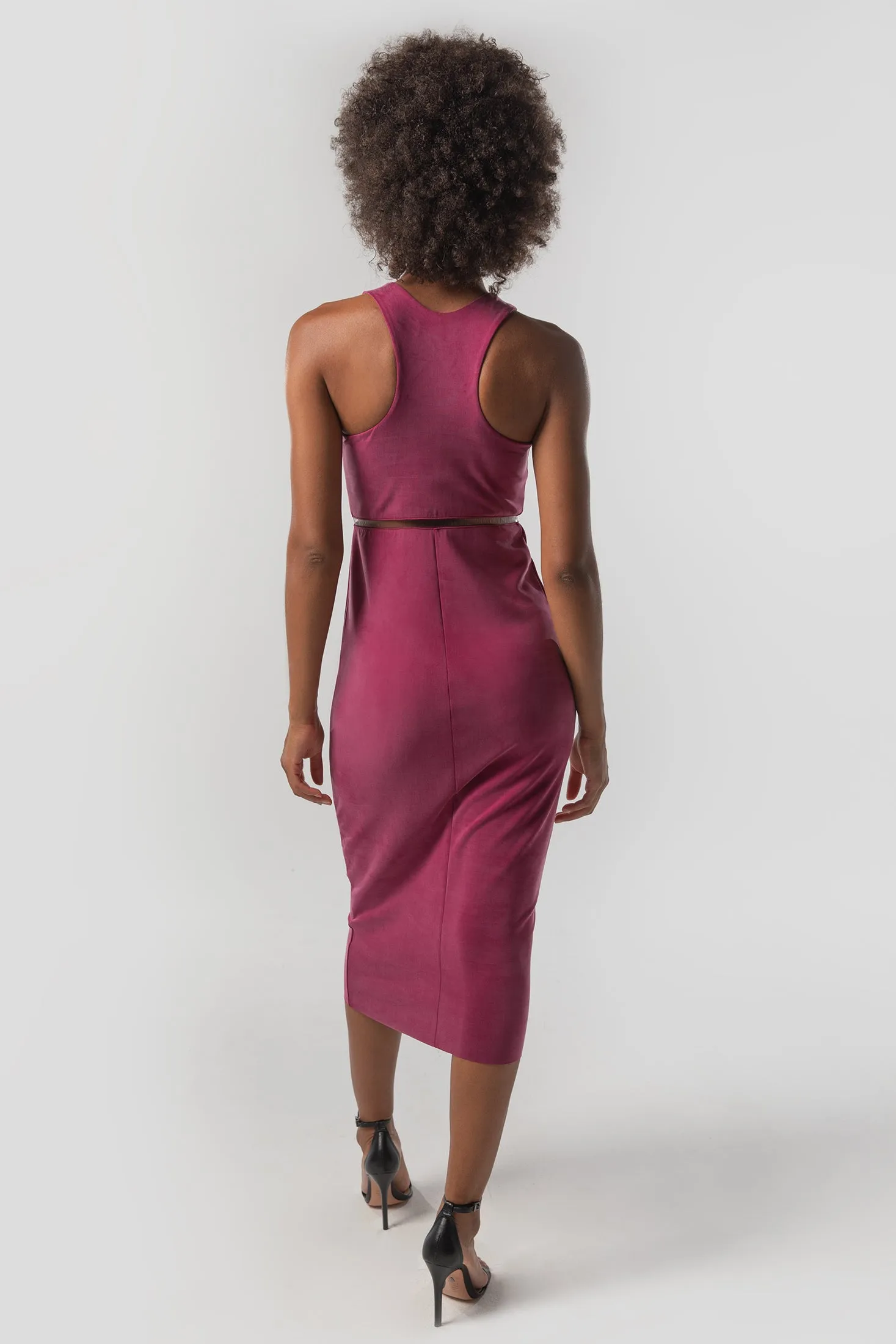 The Sculpt Racerback: Midi Dress - Magic Double Knit - Merlot