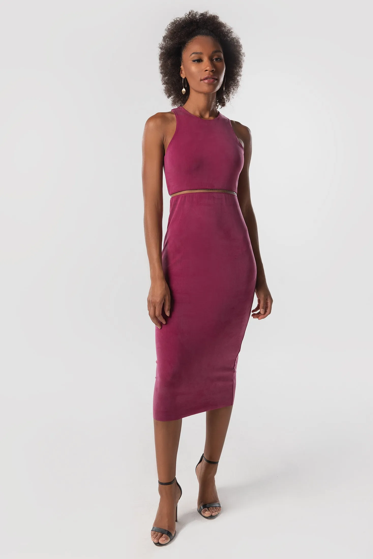 The Sculpt Racerback: Midi Dress - Magic Double Knit - Merlot