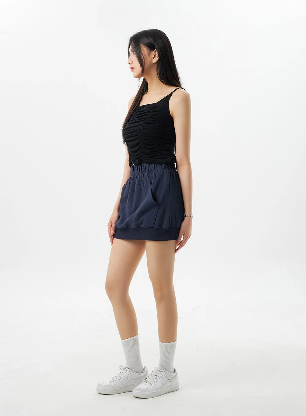 Thin Strap Ruched Top BY326