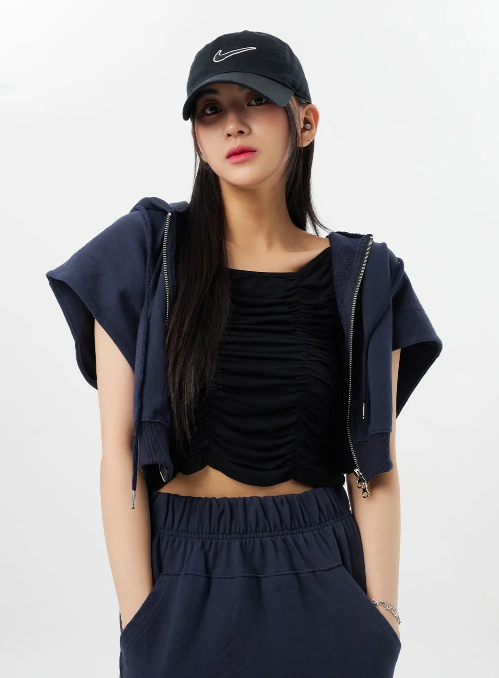 Thin Strap Ruched Top BY326