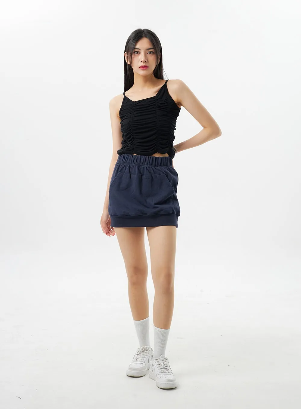 Thin Strap Ruched Top BY326