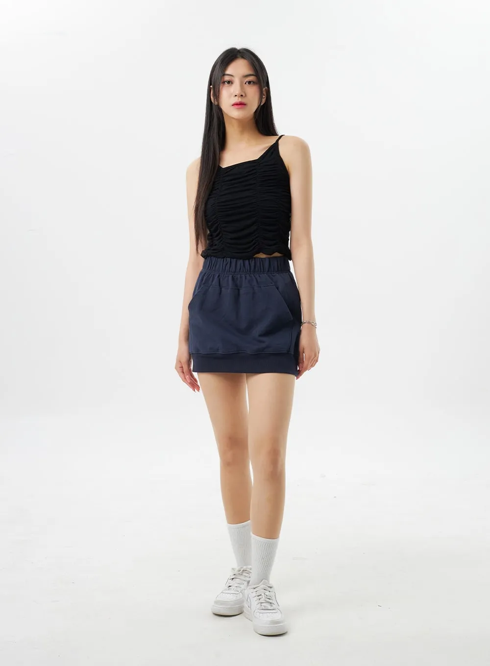 Thin Strap Ruched Top BY326