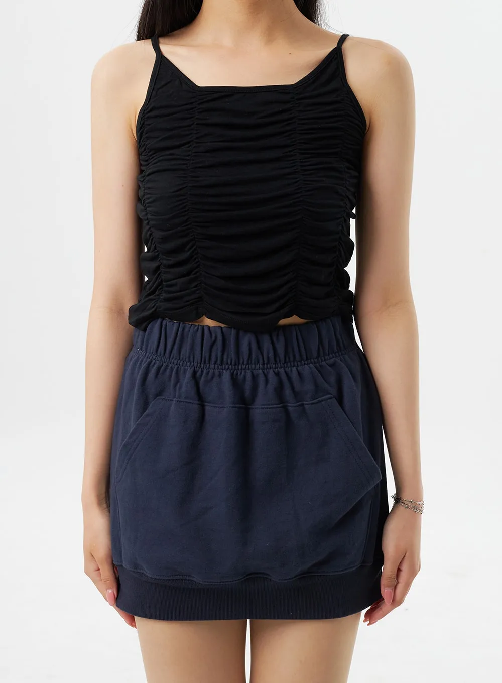 Thin Strap Ruched Top BY326