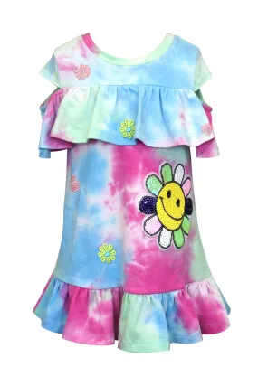 Toddler Girls Tie Dye Cold Shoulder Dress