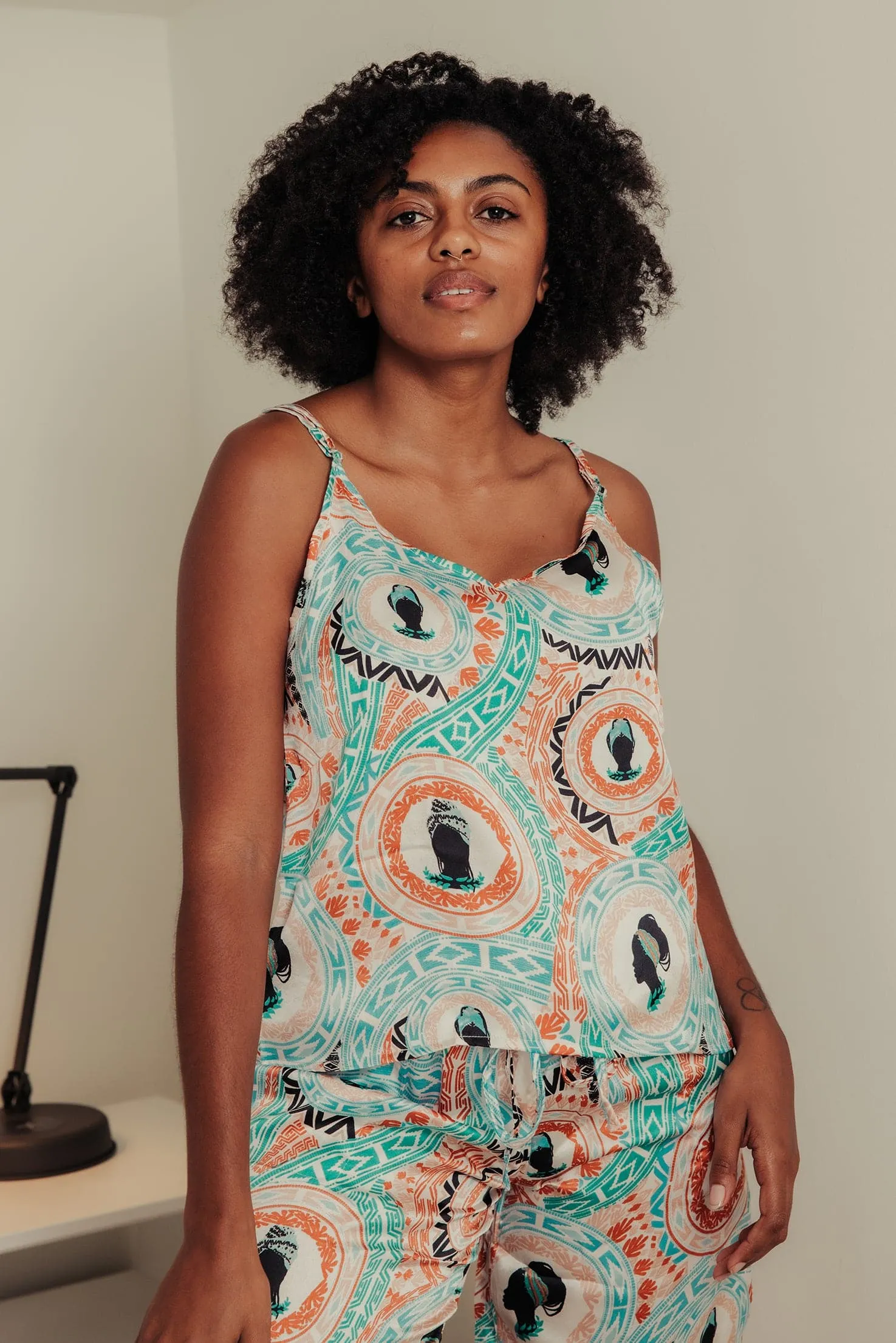 Tribal Beauty Satin Cami   Shorts 2-Piece Set