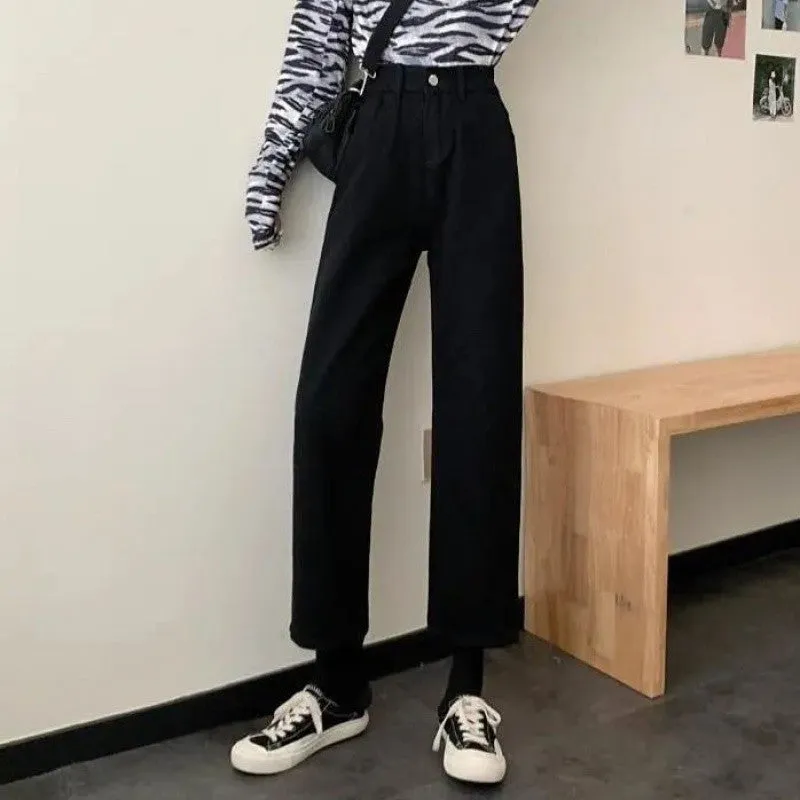 Uniwim teacher outfits American Street Vibe Brown Workwear Jeans Women's Autumn and Winter New Retro Design Belt Straight Casual Pants