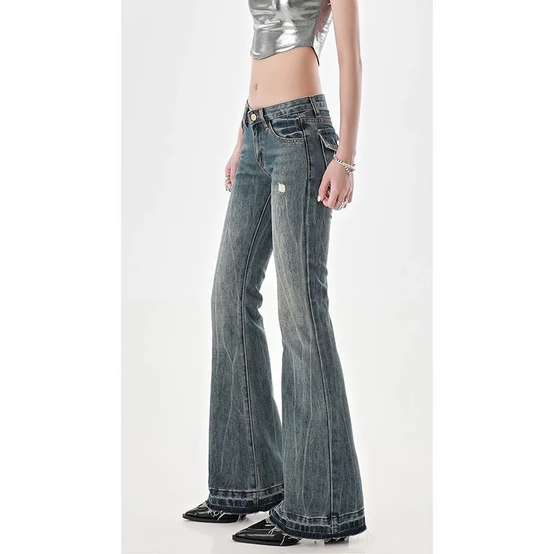 Uniwim y2k outfits American Retro Hot Girl Low Waist Skinny Jeans Women's Y2g High Street Slim Slimming Mop Long Pants