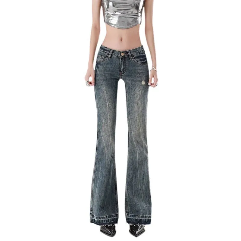 Uniwim y2k outfits American Retro Hot Girl Low Waist Skinny Jeans Women's Y2g High Street Slim Slimming Mop Long Pants